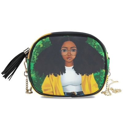 Bags Chain women's crossbody Shoulder bag Afro Girls Black Women High-quality PU Leather handbag Messenger Bag Small Square Bags