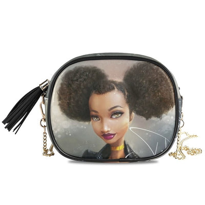 Bags Chain women's crossbody Shoulder bag Afro Girls Black Women High-quality PU Leather handbag Messenger Bag Small Square Bags