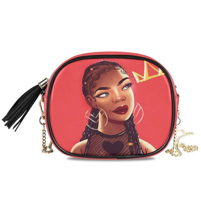 Bags Chain women's crossbody Shoulder bag Afro Girls Black Women High-quality PU Leather handbag Messenger Bag Small Square Bags