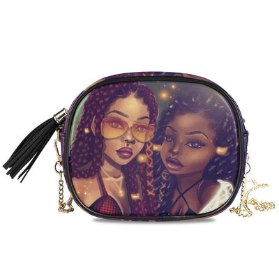 Bags Chain women's crossbody Shoulder bag Afro Girls Black Women High-quality PU Leather handbag Messenger Bag Small Square Bags