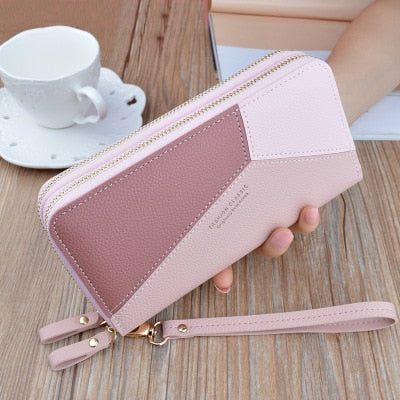 Wholesale latest design Card Holders Clutch PU Purse Female Long Wallet  Gold Hollow Leaves Pouch leather wallet women From m.