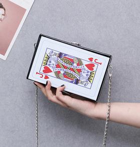 Women's fun poker card leisure fashion letters shoulder crossbody bag small square trendy chain purses and handbag clutches Q5
